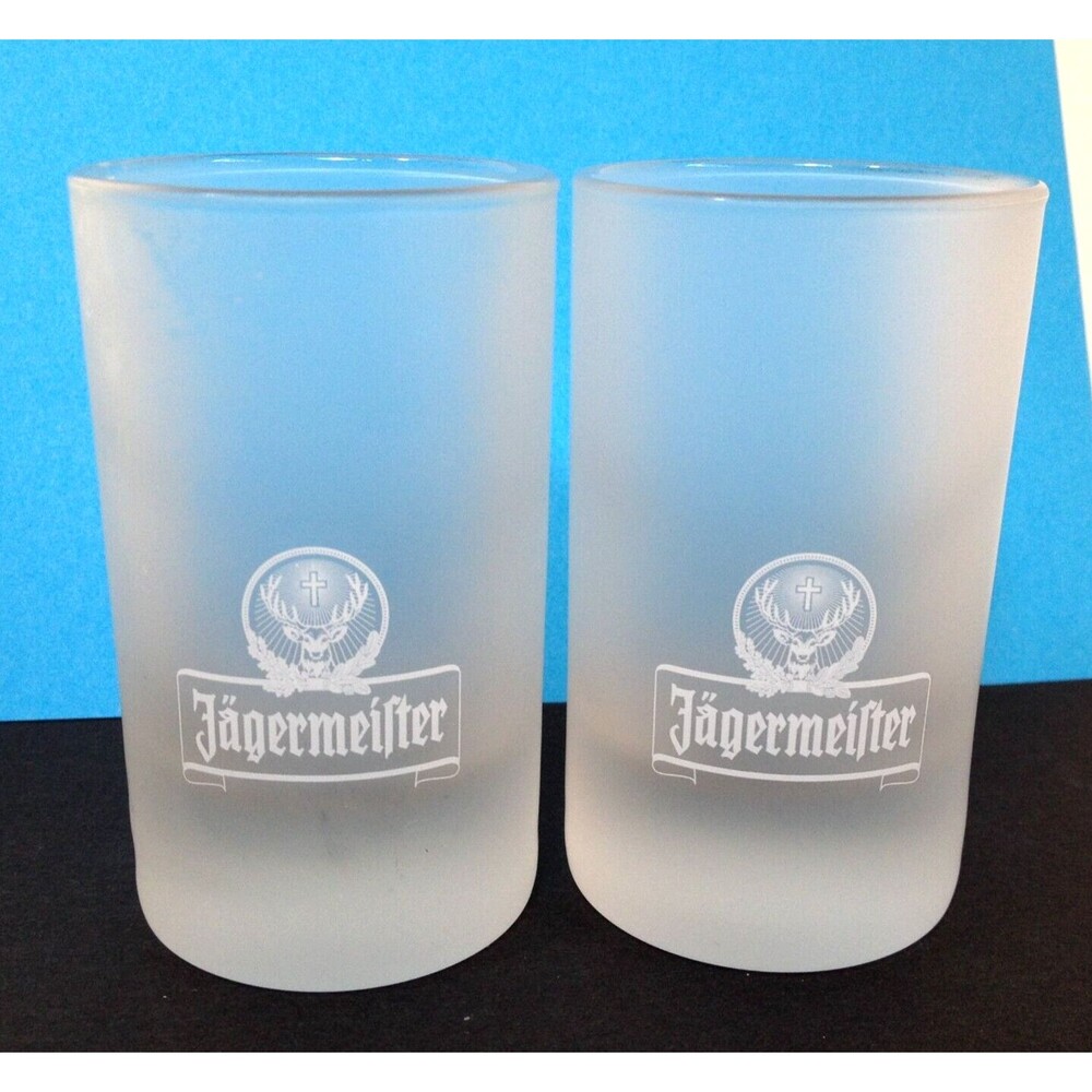 2 Jagermeister Shot Glasses 4cl ARC Frosted Glass Jager Drink Measurements 2oz